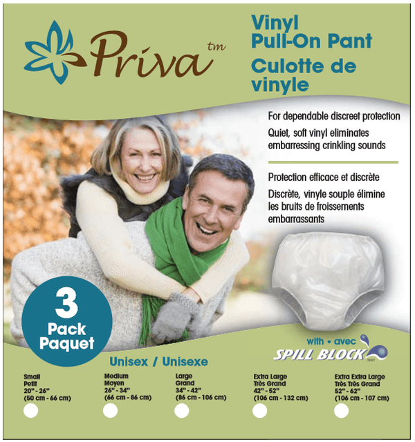 Priva Vinyl Pull-On Incontinence Pant 3 Pack