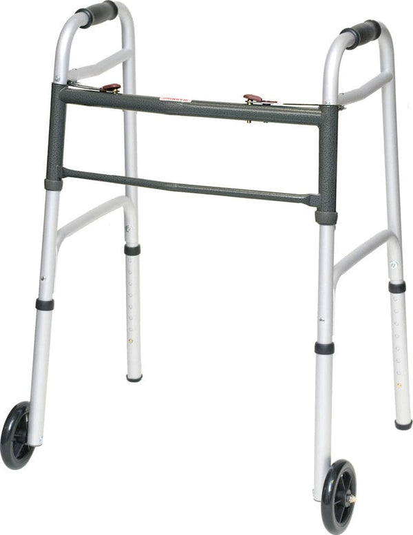 ProBasics Two Button Release Aluminum Folding Walker with 5" Wheels