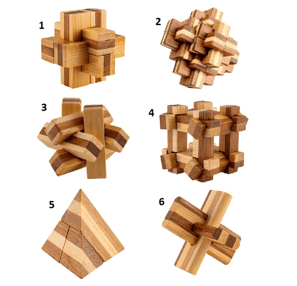 Relaxus Eco Bamboo Brain Teaser Mini Puzzles