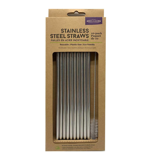 Relaxus Stainless Steel Straw Kit (10 Pack)