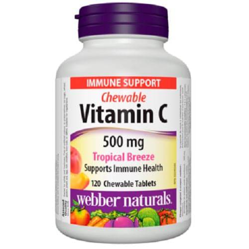 Expires April 2024 Clearance Webber Naturals Vitamin C 500mg Chewables Tropical Breeze 120 Chewable Tablets