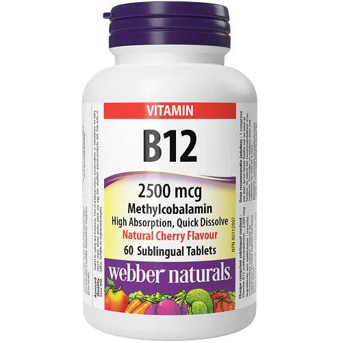 Webber Naturals Vitamin B12 Methylcobalamin 2500mcg Natural Cherry Flavour