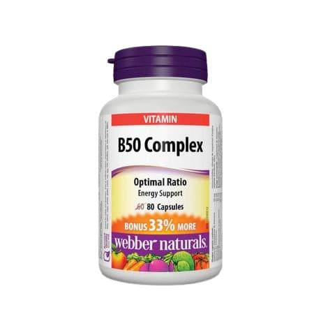 Webber Naturals B50 Complex 80 Capsules Bonus Size