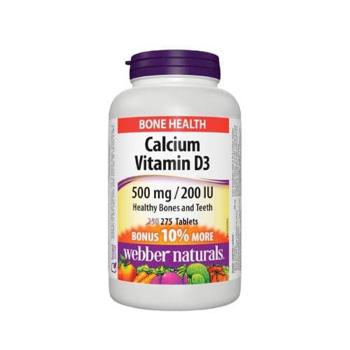 Webber Naturals Calcium Carbonate with Vitamin D3 500mg/200IU 275 Tablets