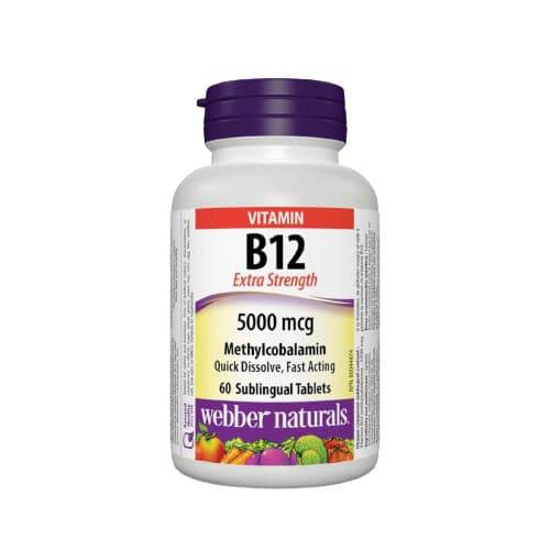 Webber Naturals Extra Strength Vitamin B12 Methylcobalamin 5000mcg 60 Tablets
