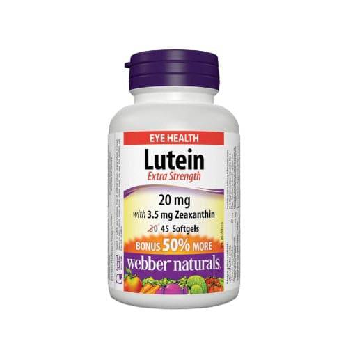 Webber Naturals Lutein Extra Strength with 3.5mg Zeaxanthin 20mg 45 Softgels Bonus Size