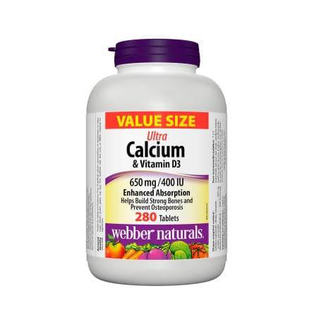Webber Naturals Ultra Calcium & Vitamin D3 Enhanced Absorption 650mg/400IU 280 Tablets