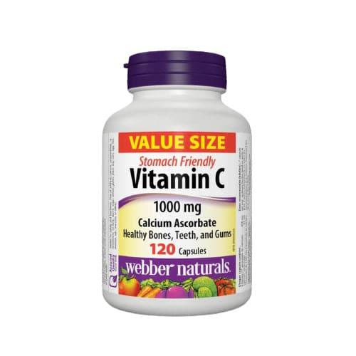 Webber Naturals Vitamin C Calcium Ascorbate Stomach Friendly 1000mg 120 Capsules