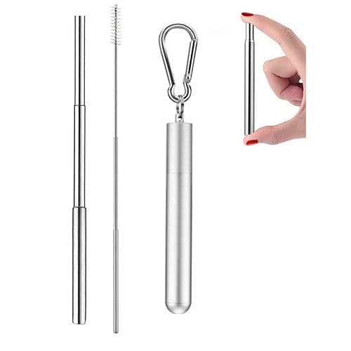 Yes Wellness Reusable Stainless Steel Straw Kit Keychain Silver