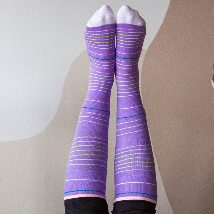 Dr. Segal's Energy Socks Cotton 15-20mmHg Graduated Compression - Purple Stripes | 628322029044, 628322029051, 628322029068, 628322029075 | A510C55