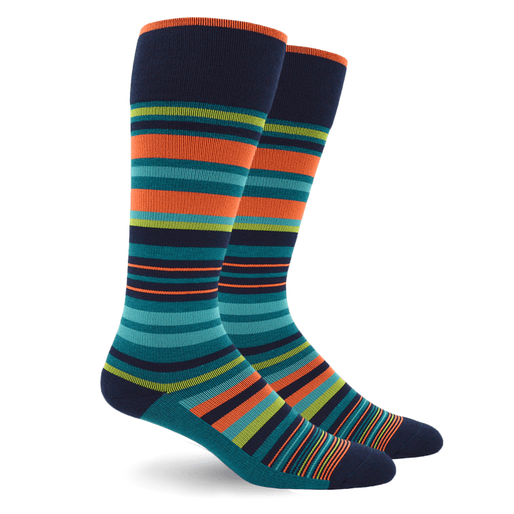 Dr. Segal's Energy Socks Cotton 15-20mmHg Graduated Compression - Teal Stripes | 628322023950, 628322023967, 628322023974, 628322023981 | A510C71